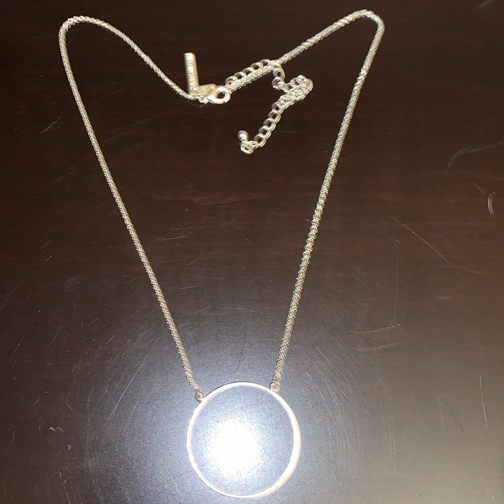 Lele Sadoughi Silver Tone Circle Pendant Necklace